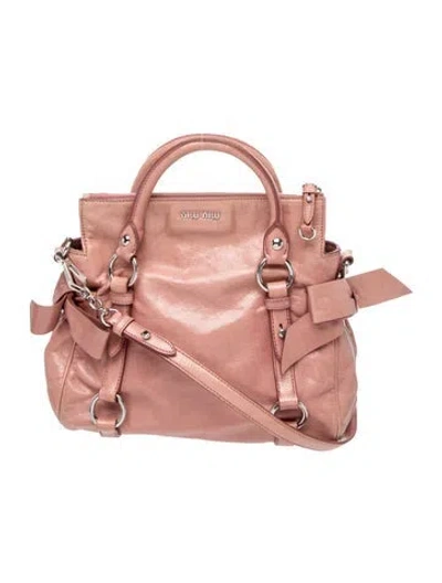 Pre-owned Miu Miu Leather Top Handle Bag In Pink