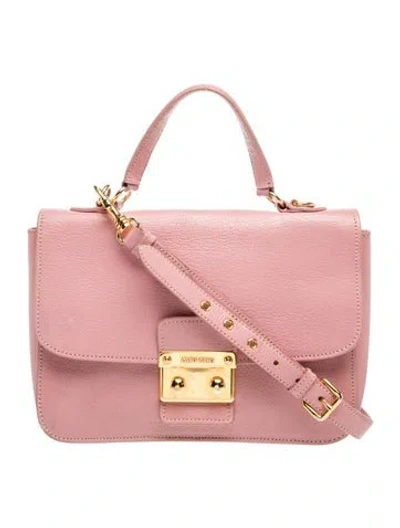 Pre-owned Miu Miu Leather Top Handle Bag In Pink