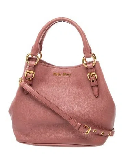 Pre-owned Miu Miu Leather Top Handle Bag In Pink