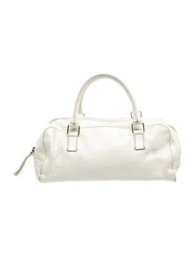 Pre-owned Miu Miu Leather Top Handle Bag In White