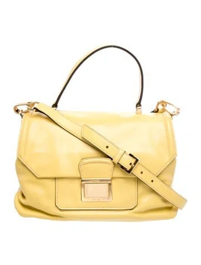 Pre-owned Miu Miu Leather Top Handle Bag In Yellow