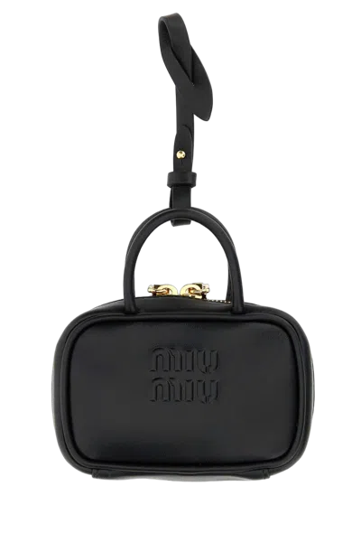 Miu Miu Leather Top Handle Wallet In Black