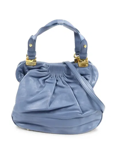 Pre-owned Miu Miu Leather Tote Bag In Blue
