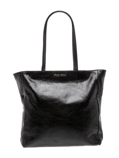 Pre-owned Miu Miu Leather Tote In Black