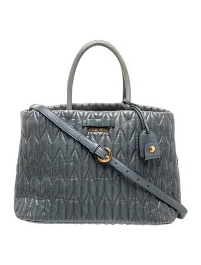 Pre-owned Miu Miu Leather Tote In Blue