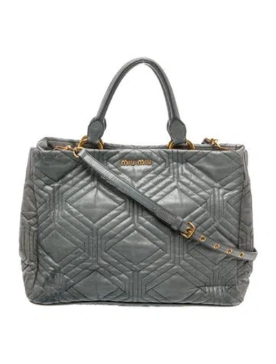 Pre-owned Miu Miu Leather Tote In Blue