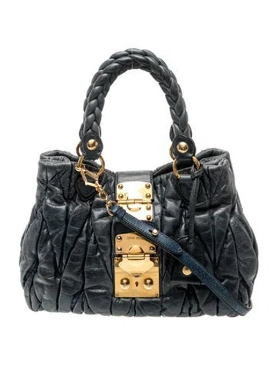 Pre-owned Miu Miu Leather Tote In Blue