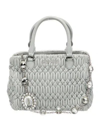 Pre-owned Miu Miu Leather Tote In Blue