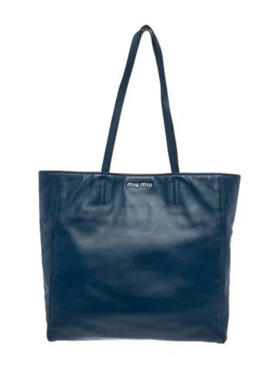 Pre-owned Miu Miu Leather Tote In Blue