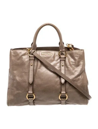 Pre-owned Miu Miu Leather Tote In Brown