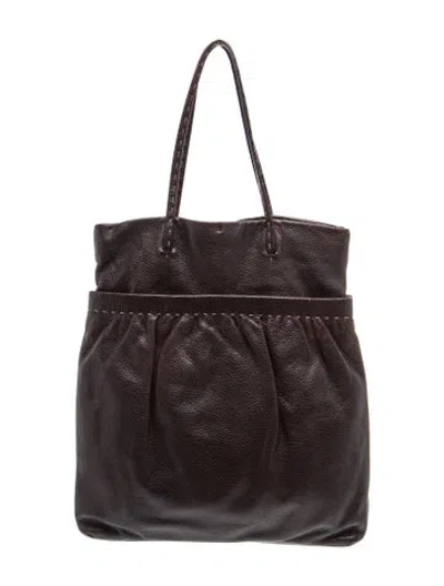 Pre-owned Miu Miu Leather Tote In Brown