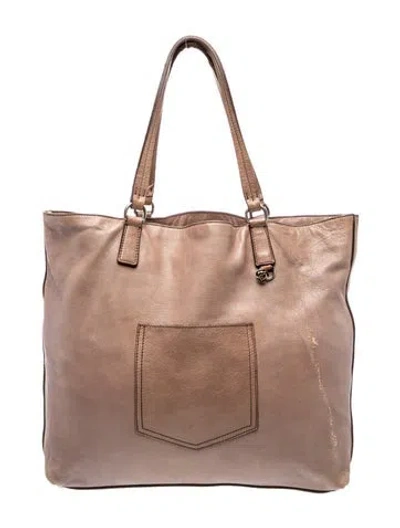 Pre-owned Miu Miu Leather Tote In Neutrals