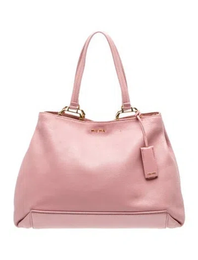 Pre-owned Miu Miu Leather Tote In Pink