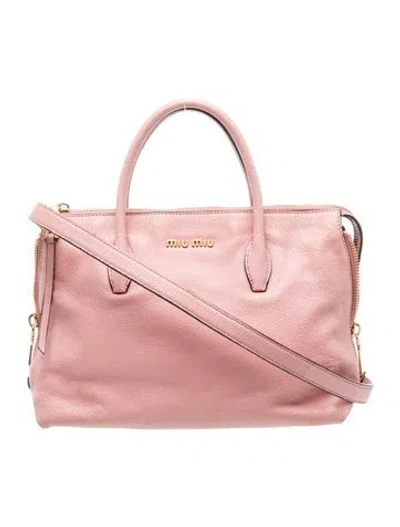 Pre-owned Miu Miu Leather Tote In Pink