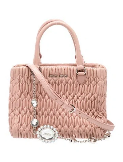 Pre-owned Miu Miu Leather Tote In Pink