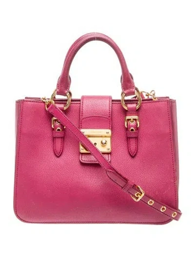 Pre-owned Miu Miu Leather Tote In Pink