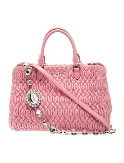 Pre-owned Miu Miu Leather Tote In Pink