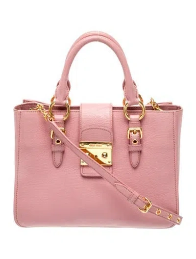 Pre-owned Miu Miu Leather Tote In Pink