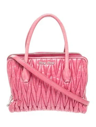 Pre-owned Miu Miu Leather Tote In Pink