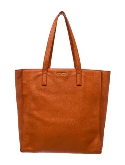 Pre-owned Miu Miu Leather Tote Vintage In Orange