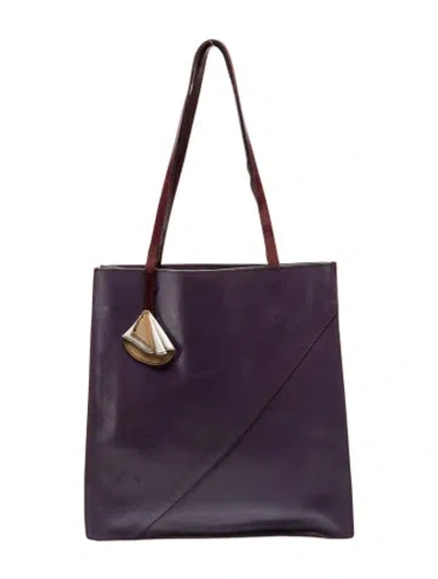 Pre-owned Miu Miu Leather Tote Vintage In Purple