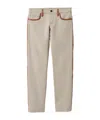 Miu Miu Leather-trim Canvas Trousers In Nude