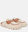 Miu Miu Canvas Mules In Beige