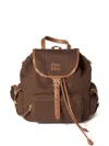 Miu Miu Leather-trimmed Flap Backpack In Brown