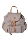 Miu Miu Leather-trimmed Flap Backpack In Gray