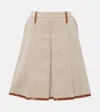 Miu Miu Leather-trimmed Jacquard Canvas Midi Skirt In Beige