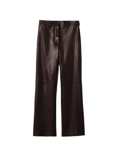 Miu Miu Leather Trousers In Brown