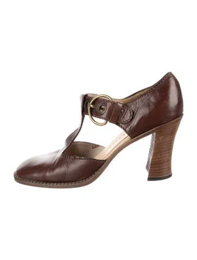 Pre-owned Miu Miu Leather T-strap Pumps