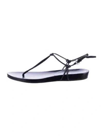 Pre-owned Miu Miu Leather T-strap Sandals In Blue