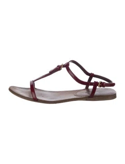 Pre-owned Miu Miu Leather T-strap Sandals In Red