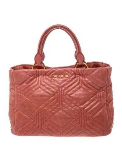 Pre-owned Miu Miu Leather Vitello Shine Trapu In Pink