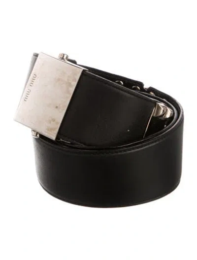 Pre-owned Miu Miu Leather Waist Belt In Black