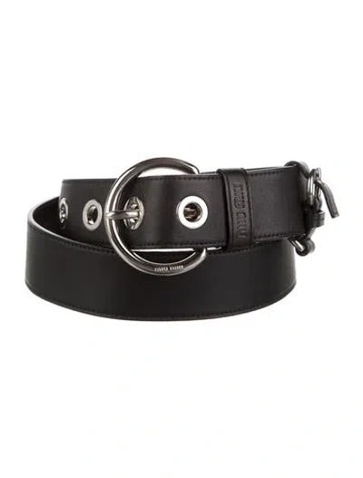 Pre-owned Miu Miu Leather Waist Belt In Black