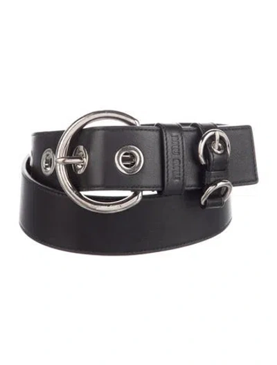 Pre-owned Miu Miu Leather Waist Belt In Black