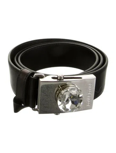 Pre-owned Miu Miu Leather Waist Belt In Black
