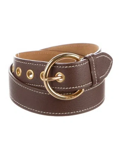 Pre-owned Miu Miu Leather Waist Belt In Brown