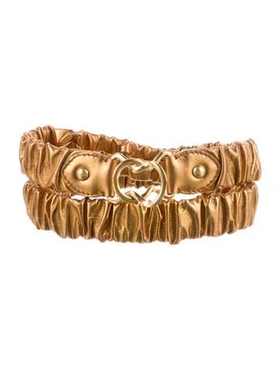 Pre-owned Miu Miu Leather Waist Belt In Gold