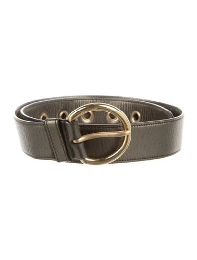 Pre-owned Miu Miu Leather Waist Belt In Gold/green
