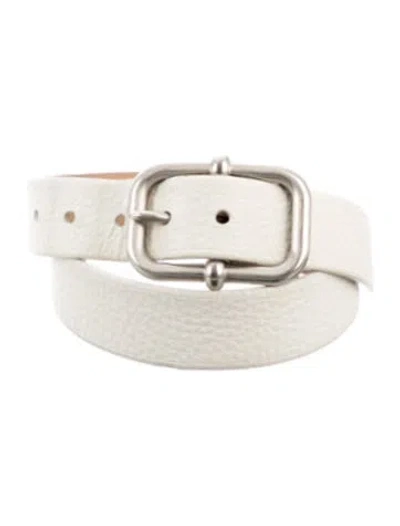 Pre-owned Miu Miu Leather Waist Belt In White