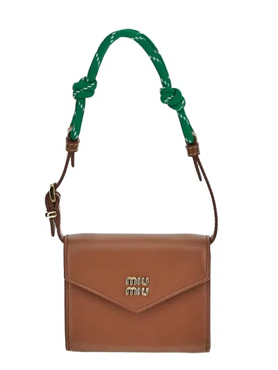 Miu Miu Leather Wallet In Brown