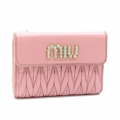 Pre-owned Miu Miu Leather Wallet (bi-fold) () In Pink