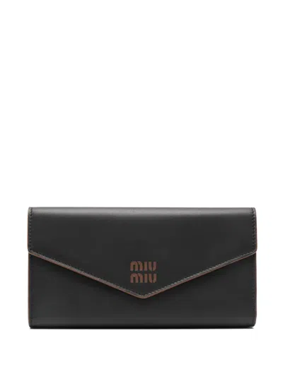 Miu Miu Leather Wallet In Brown
