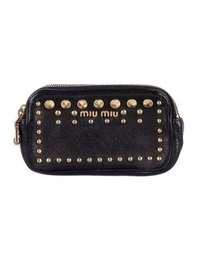Pre-owned Miu Miu Leather Wallet In Black