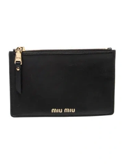 Pre-owned Miu Miu Leather Wallet In Black