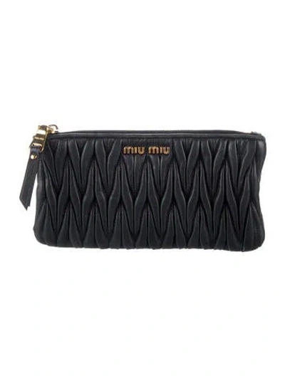 Pre-owned Miu Miu Leather Wallet In Black