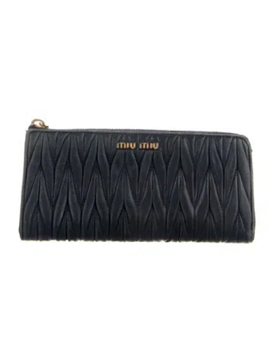 Pre-owned Miu Miu Leather Wallet In Blue